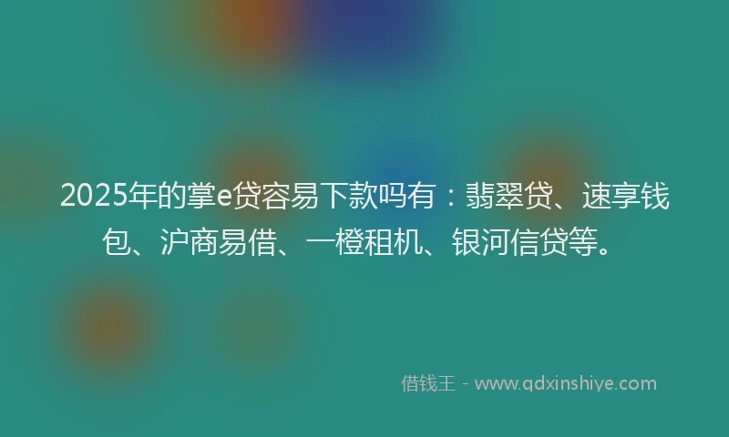 2025年的掌e贷容易下款吗有：翡翠贷、速享钱包、沪商易借、一橙租机、银河信贷等。