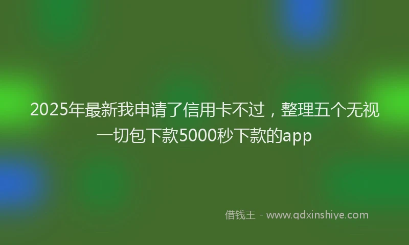 2025年最新我申请了信用卡不过，整理五个无视一切包下款5000秒下款的app