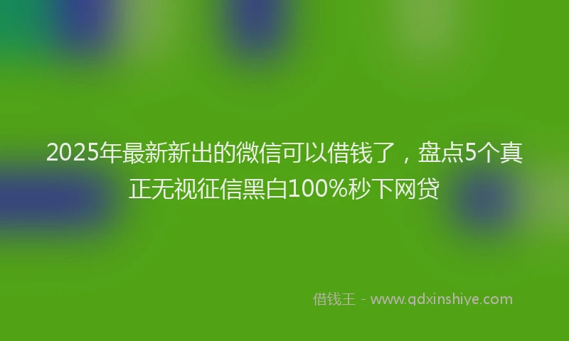 2025年最新新出的微信可以借钱了，盘点5个真正无视征信黑白100%秒下网贷