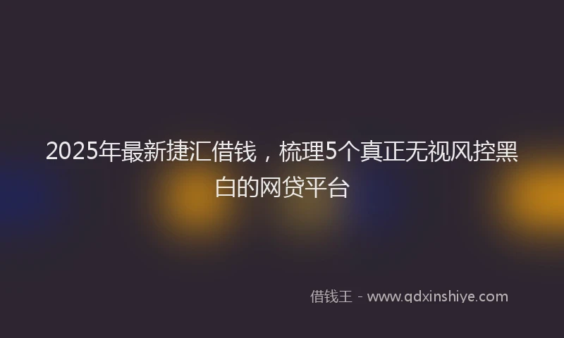 2025年最新捷汇借钱，梳理5个真正无视风控黑白的网贷平台