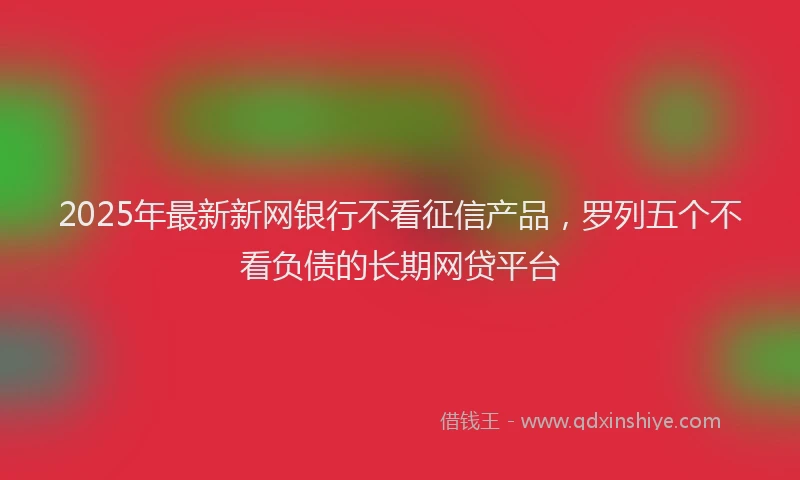 2025年最新新网银行不看征信产品,罗列五个不看负债的长期网贷平台
