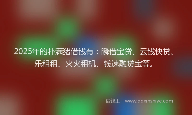 2025年的扑满猪借钱有：瞬借宝贷、云钱快贷、乐租租、火火租机、钱速融贷宝等。