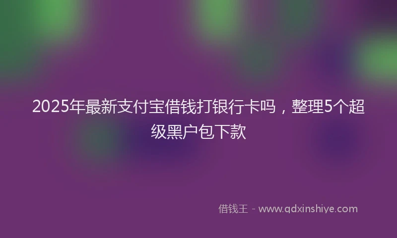 2025年最新支付宝借钱打银行卡吗，整理5个超级黑户包下款