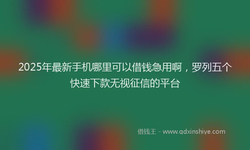 2025年最新手机哪里可以借钱急用啊，罗列五个快速下款无视征信的平台