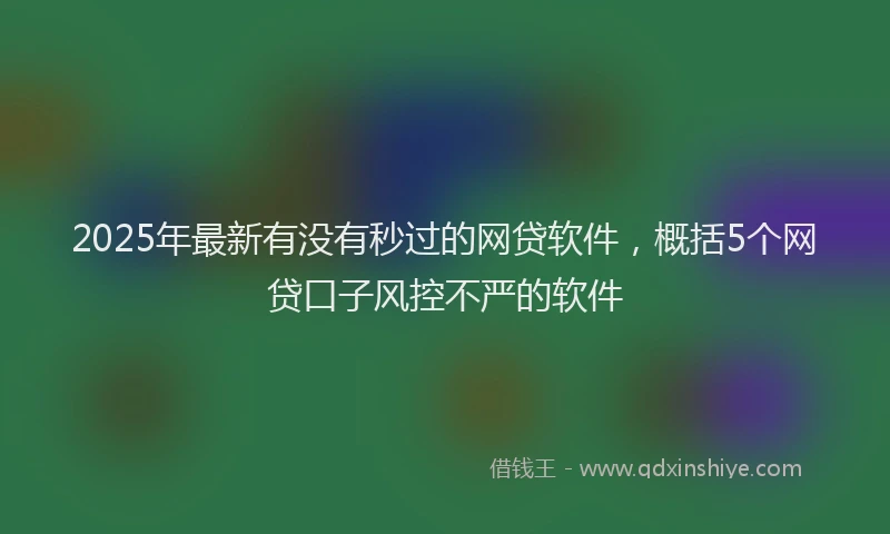 2025年最新有没有秒过的网贷软件，概括5个网贷口子风控不严的软件