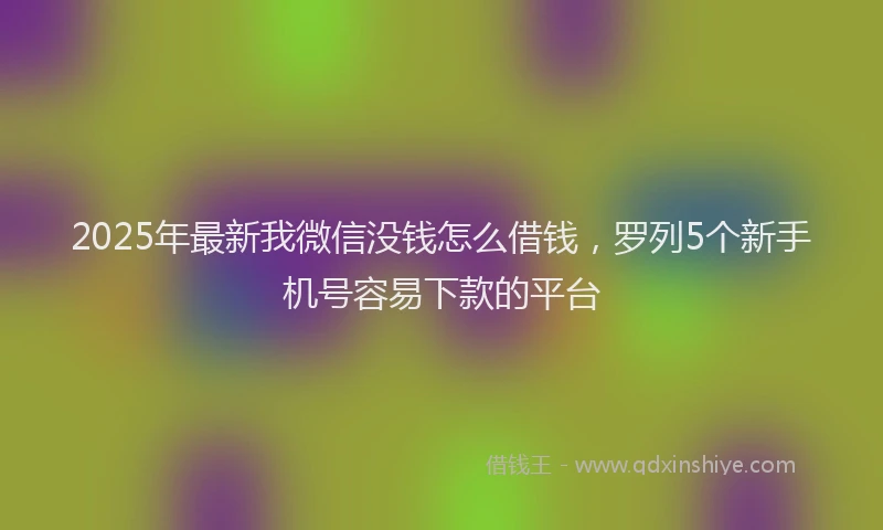 2025年最新我微信没钱怎么借钱，罗列5个新手机号容易下款的平台