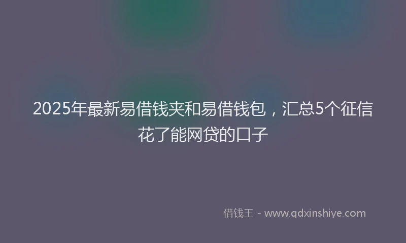 2025年最新易借钱夹和易借钱包，汇总5个征信花了能网贷的口子
