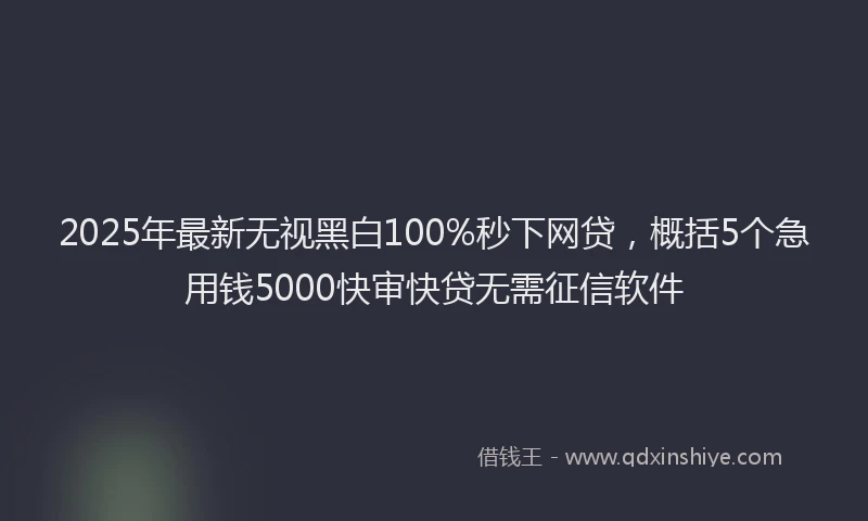 2025年最新无视黑白100%秒下网贷，概括5个急用钱5000快审快贷无需征信软件