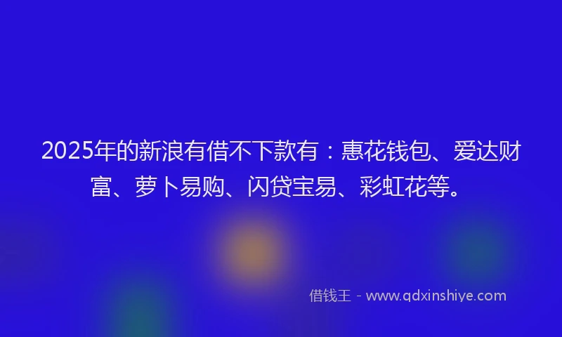 2025年的新浪有借不下款有：惠花钱包、爱达财富、萝卜易购、闪贷宝易、彩虹花等。