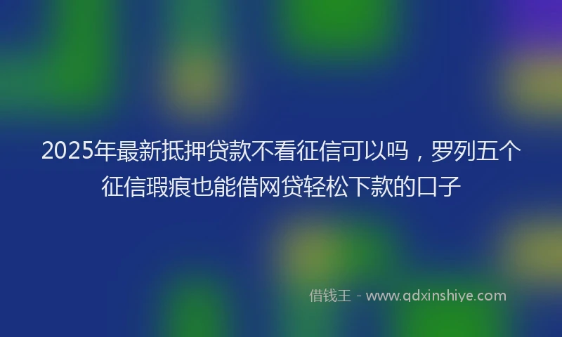 2025年最新抵押贷款不看征信可以吗，罗列五个征信瑕疵也能借网贷轻松下款的口子