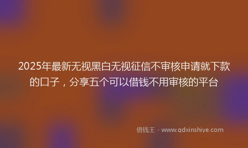 2025年最新无视黑白无视征信不审核申请就下款的口子，分享五个可以借钱不用审核的平台