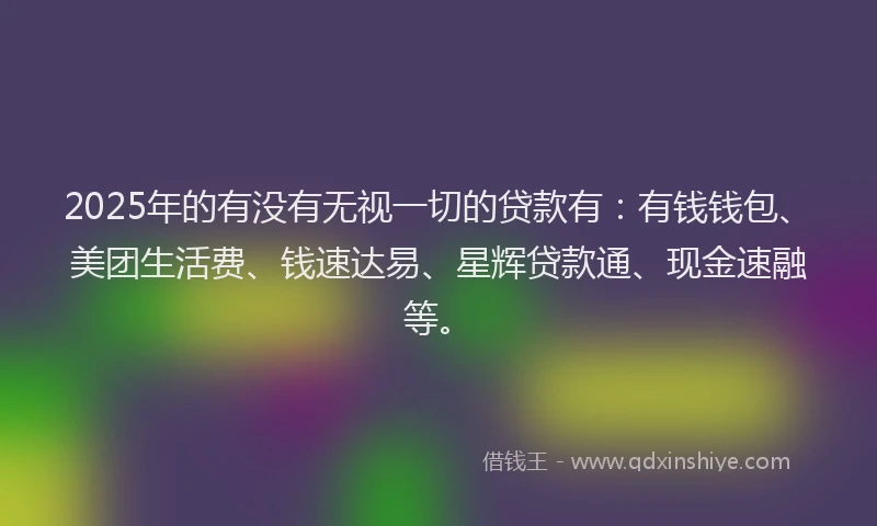 2025年的有没有无视一切的贷款有：有钱钱包、美团生活费、钱速达易、星辉贷款通、现金速融等。