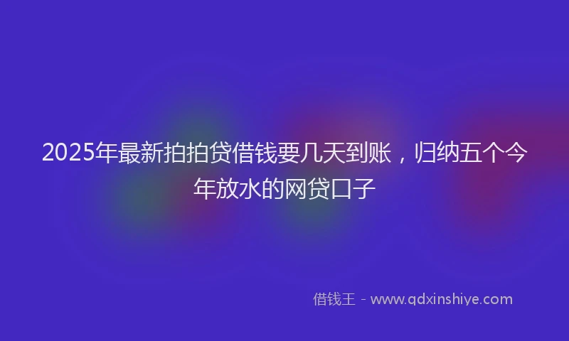 2025年最新拍拍贷借钱要几天到账，归纳五个今年放水的网贷口子