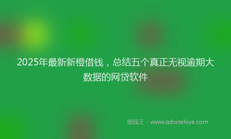 2025年最新新橙借钱，总结五个真正无视逾期大数据的网贷软件