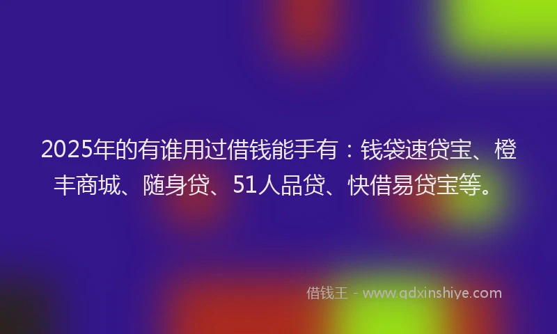 2025年的有谁用过借钱能手有：钱袋速贷宝、橙丰商城、随身贷、51人品贷、快借易贷宝等。