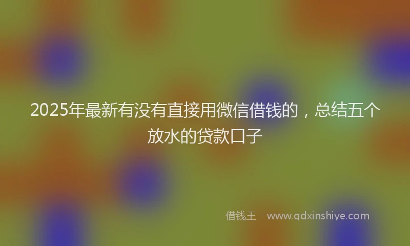 2025年最新有没有直接用微信借钱的，总结五个放水的贷款口子