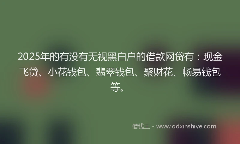2025年的有没有无视黑白户的借款网贷有：现金飞贷、小花钱包、翡翠钱包、聚财花、畅易钱包等。