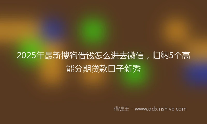 2025年最新搜狗借钱怎么进去微信，归纳5个高能分期贷款口子新秀