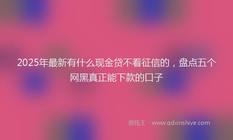 2025年最新有什么现金贷不看征信的，盘点五个网黑真正能下款的口子