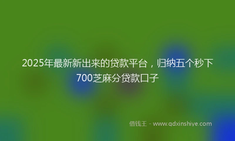 2025年最新新出来的贷款平台，归纳五个秒下700芝麻分贷款口子