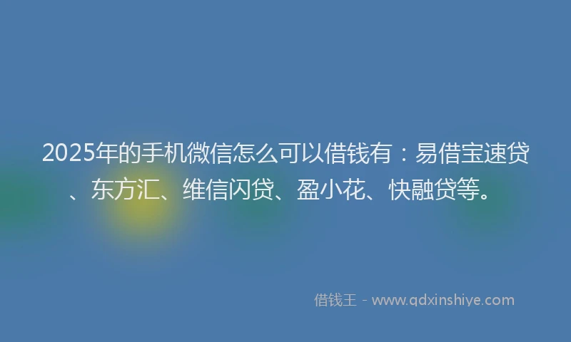 2025年的手机微信怎么可以借钱有：易借宝速贷、东方汇、维信闪贷、盈小花、快融贷等。
