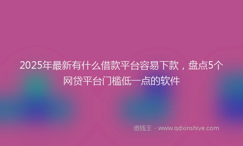 2025年最新有什么借款平台容易下款，盘点5个网贷平台门槛低一点的软件