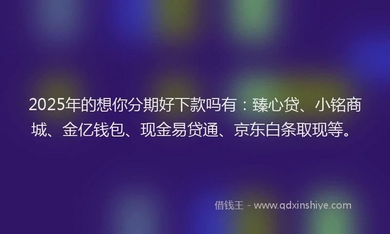 2025年的想你分期好下款吗有：臻心贷、小铭商城、金亿钱包、现金易贷通、京东白条取现等。