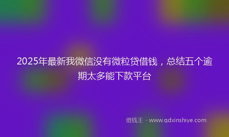 2025年最新我微信没有微粒贷借钱，总结五个逾期太多能下款平台