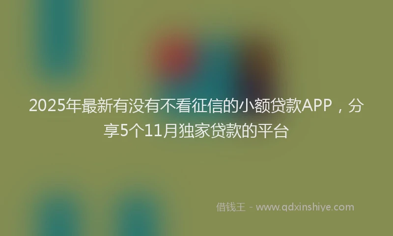 2025年最新有没有不看征信的小额贷款APP，分享5个11月独家贷款的平台
