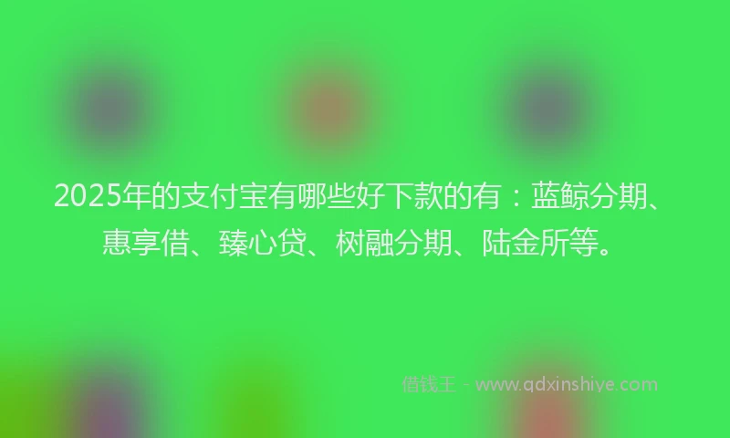 2025年的支付宝有哪些好下款的有：蓝鲸分期、惠享借、臻心贷、树融分期、陆金所等。