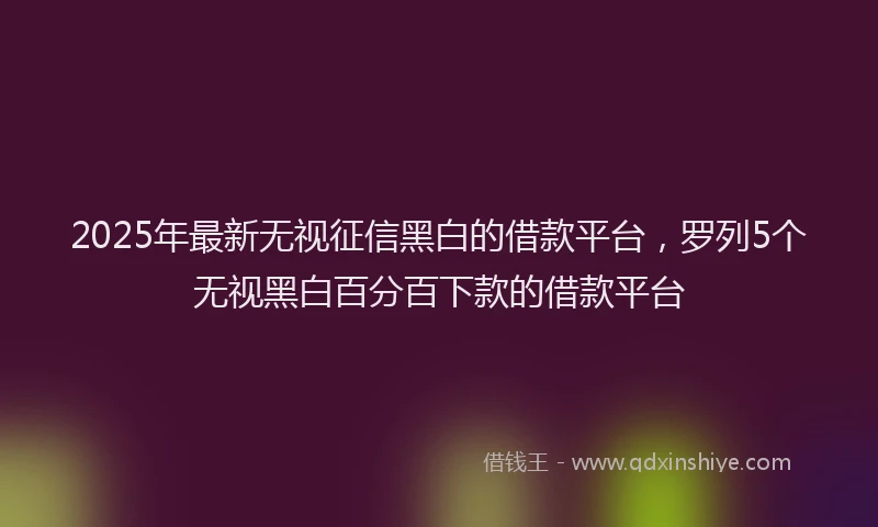2025年最新无视征信黑白的借款平台,罗列5个无视黑白百分百下款的借款平台