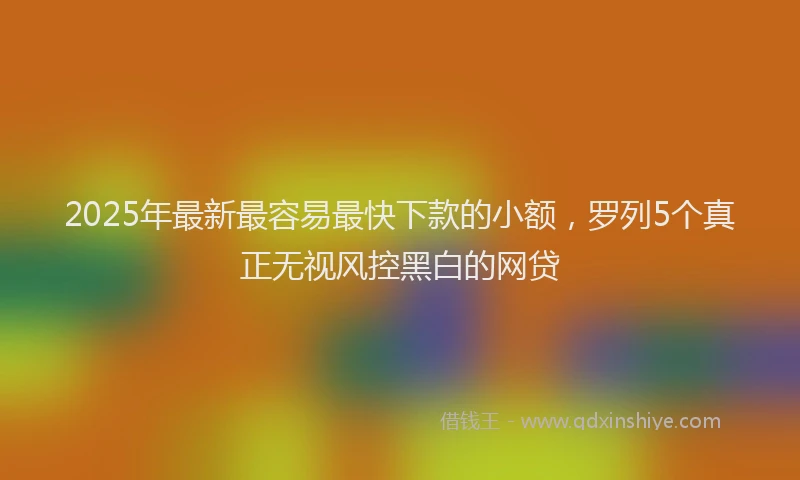 2025年最新最容易最快下款的小额，罗列5个真正无视风控黑白的网贷