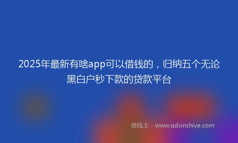 2025年最新有啥app可以借钱的，归纳五个无论黑白户秒下款的贷款平台