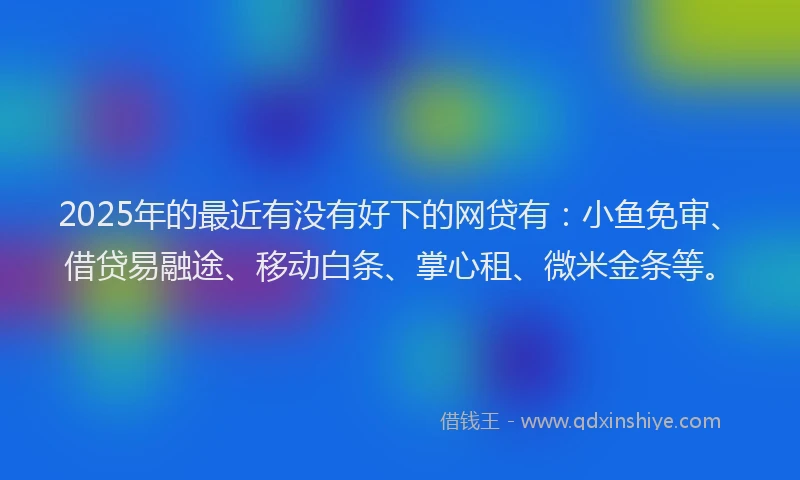 2025年的最近有没有好下的网贷有：小鱼免审、借贷易融途、移动白条、掌心租、微米金条等。