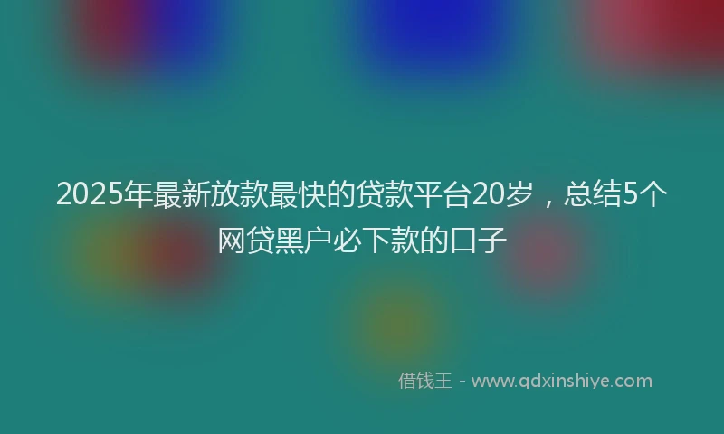 2025年最新放款最快的贷款平台20岁，总结5个网贷黑户必下款的口子