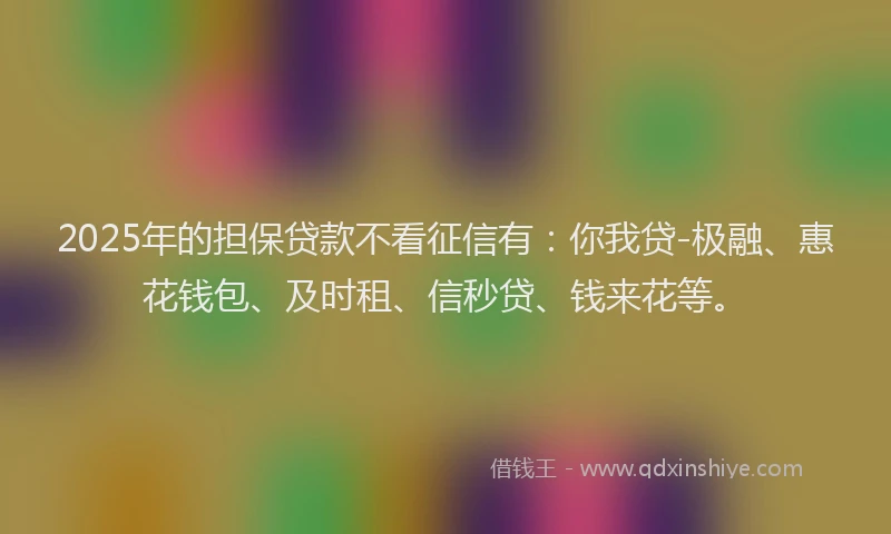 2025年的担保贷款不看征信有：你我贷-极融、惠花钱包、及时租、信秒贷、钱来花等。