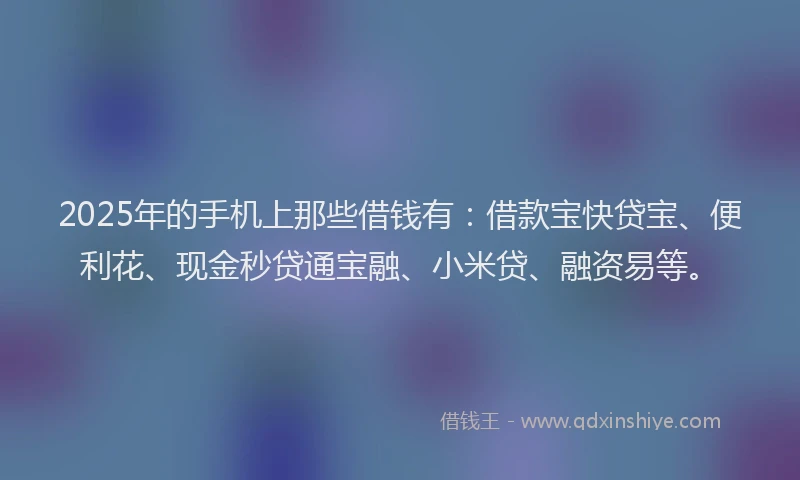 2025年的手机上那些借钱有：借款宝快贷宝、便利花、现金秒贷通宝融、小米贷、融资易等。