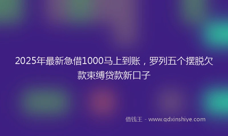 2025年最新急借1000马上到账，罗列五个摆脱欠款束缚贷款新口子