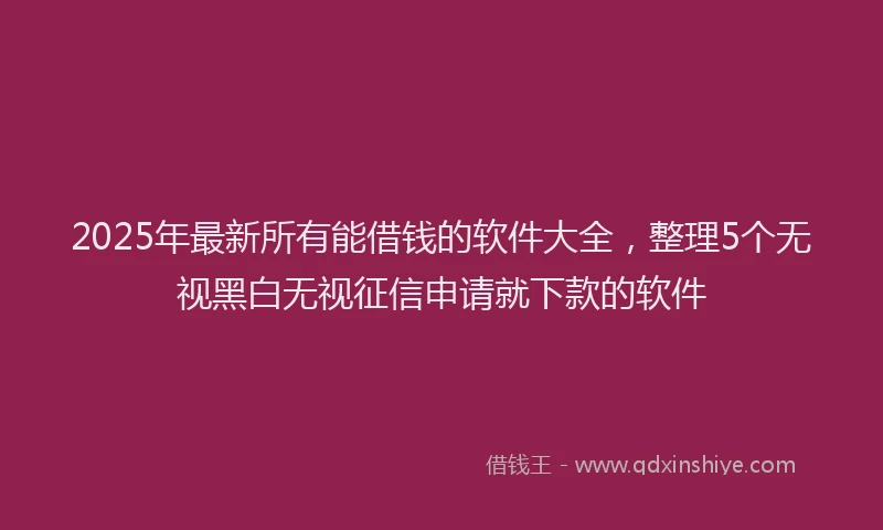 2025年最新所有能借钱的软件大全，整理5个无视黑白无视征信申请就下款的软件