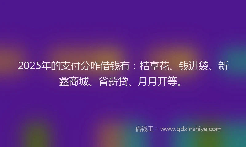 2025年的支付分咋借钱有：桔享花、钱进袋、新鑫商城、省薪贷、月月开等。