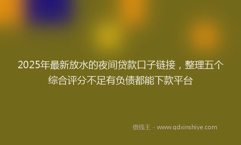 2025年最新放水的夜间贷款口子链接，整理五个综合评分不足有负债都能下款平台
