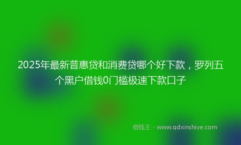 2025年最新普惠贷和消费贷哪个好下款，罗列五个黑户借钱0门槛极速下款口子