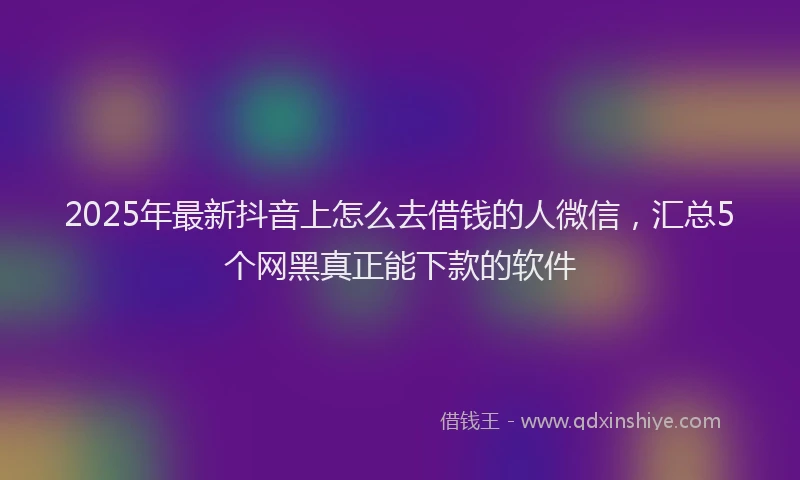 2025年最新抖音上怎么去借钱的人微信，汇总5个网黑真正能下款的软件