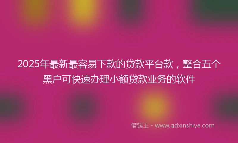 2025年最新最容易下款的贷款平台款，整合五个黑户可快速办理小额贷款业务的软件