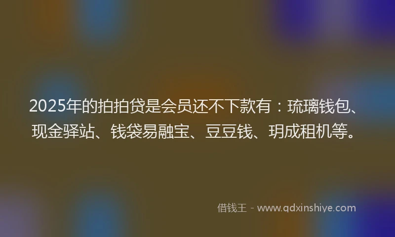 2025年的拍拍贷是会员还不下款有：琉璃钱包、现金驿站、钱袋易融宝、豆豆钱、玥成租机等。