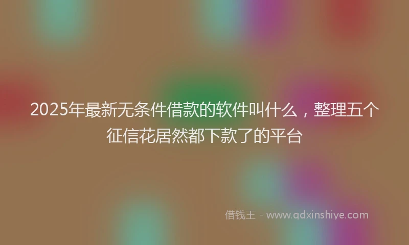 2025年最新无条件借款的软件叫什么，整理五个征信花居然都下款了的平台
