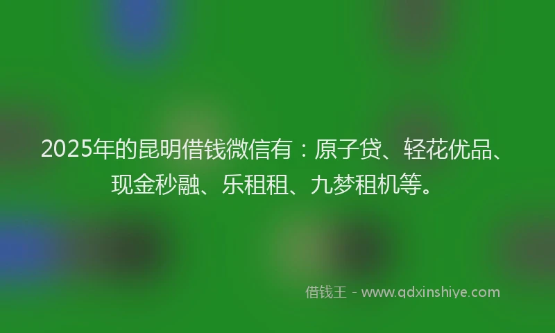 2025年的昆明借钱微信有：原子贷、轻花优品、现金秒融、乐租租、九梦租机等。