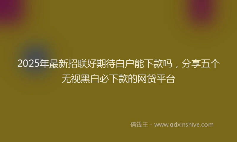 2025年最新招联好期待白户能下款吗，分享五个无视黑白必下款的网贷平台