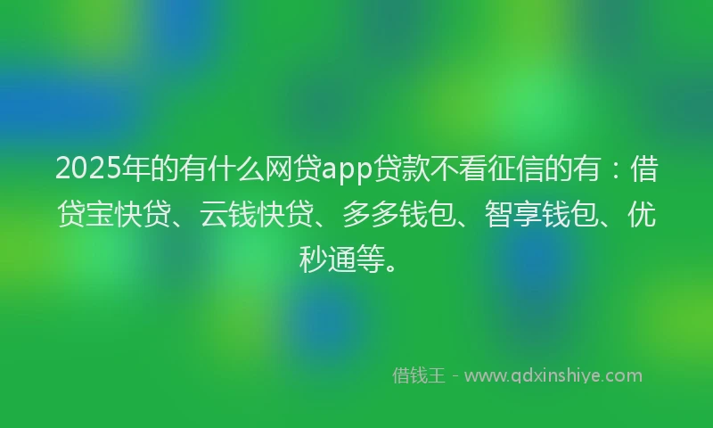 2025年的有什么网贷app贷款不看征信的有：借贷宝快贷、云钱快贷、多多钱包、智享钱包、优秒通等。
