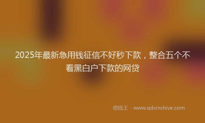 2025年最新急用钱征信不好秒下款，整合五个不看黑白户下款的网贷